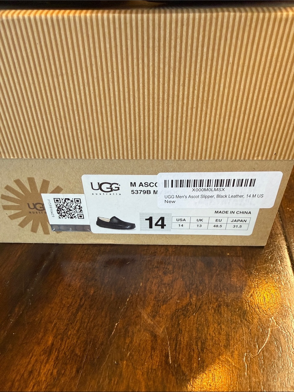 UGG Black Leather Shearling-Lined Slip-On Loafers - Picture 2 of 6